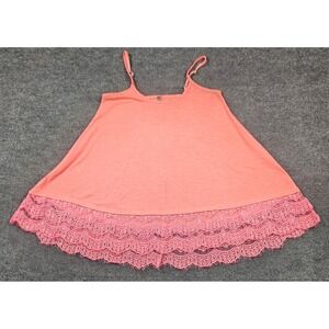 Vanity Women Small Coral Pink Lace Trim Cami Tank Top Adjustable Straps